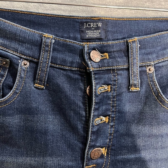 JCrew  cotton High Rise Blue Denim Jeans with Contrast  Stitching - Picture 2 of 7